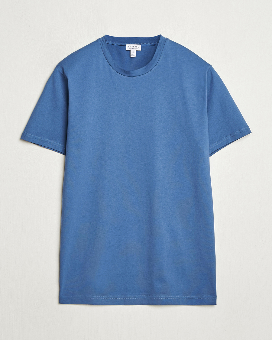 Herre | T-Shirts | Sunspel | Riviera Midweight T-Shirt Soft Denim