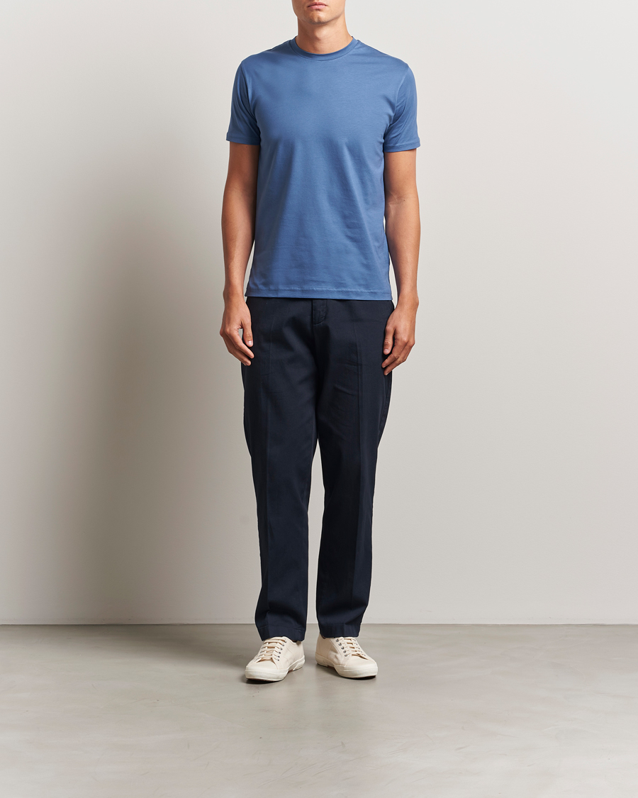 Herre | T-Shirts | Sunspel | Riviera Midweight T-Shirt Soft Denim