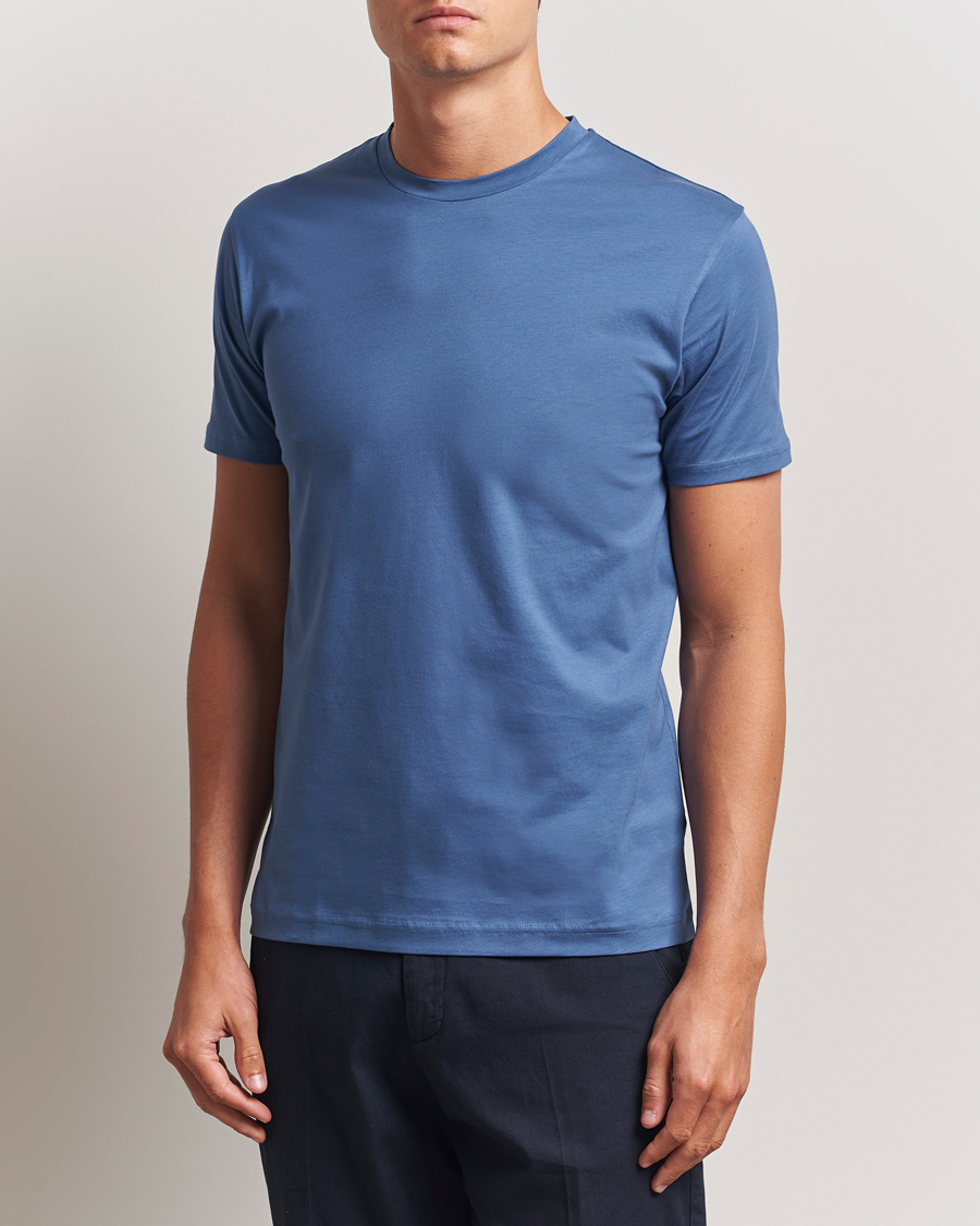Herre | T-Shirts | Sunspel | Riviera Midweight T-Shirt Soft Denim