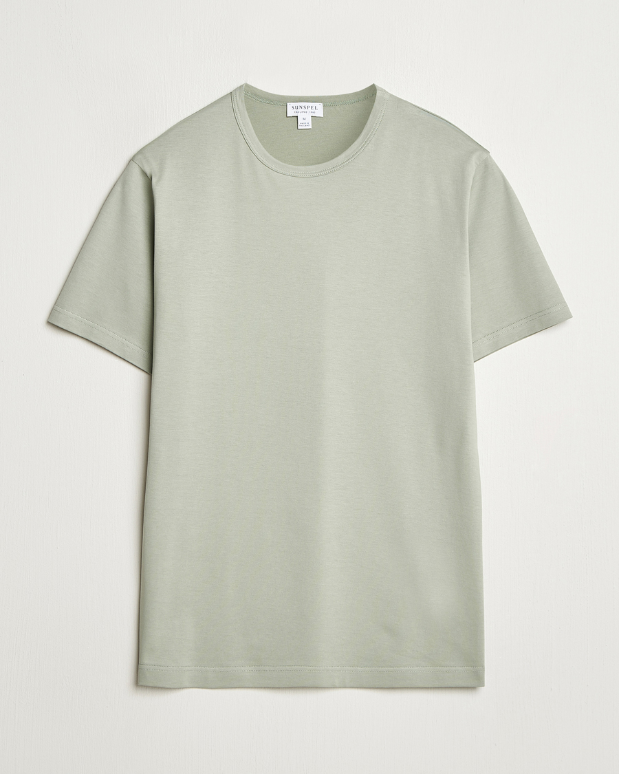 Herre | T-Shirts | Sunspel | Crew Neck Q82 Cotton T-Shirt Pastel Green