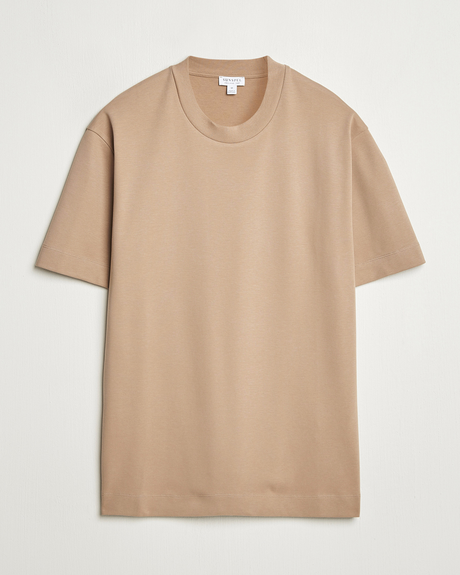 Herre | T-Shirts | Sunspel | Heavy Weight Supima Cotton T-Shirt Dune