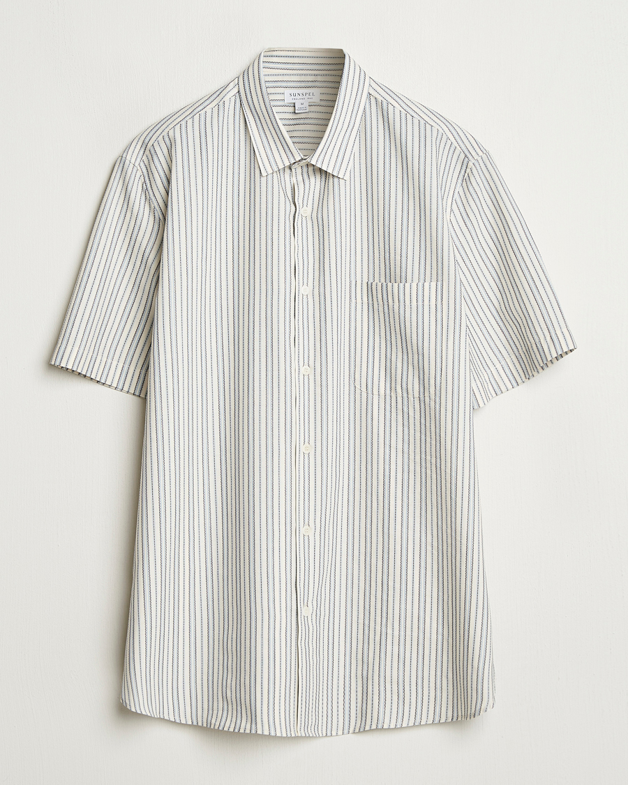Herre | Skjorter | Sunspel | Vintage Stripe Shirt Ecru/Denim