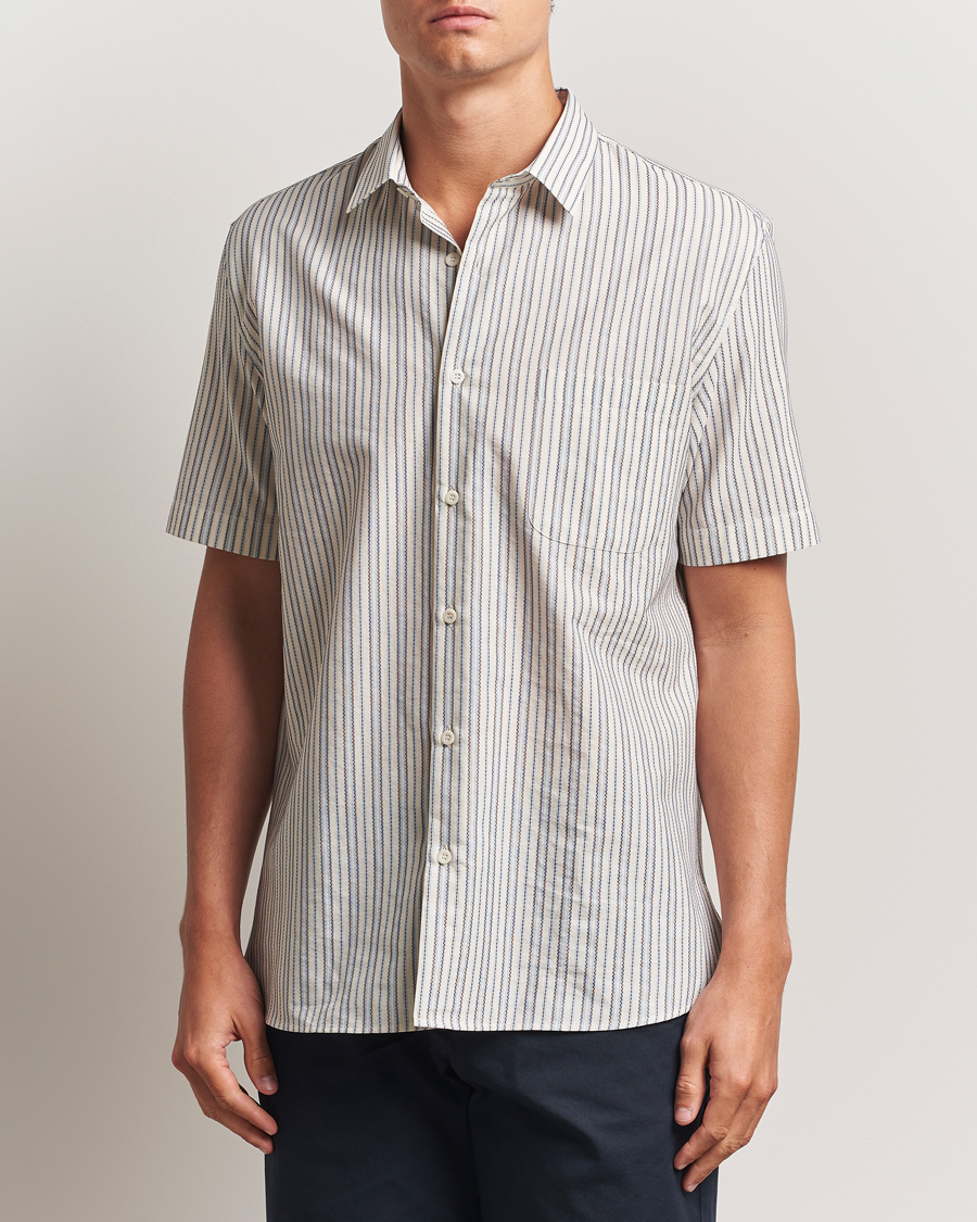 Herre | Skjorter | Sunspel | Vintage Stripe Shirt Ecru/Denim