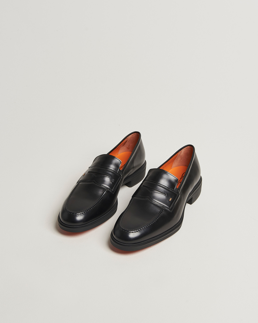 Herre | Loafers | Santoni | Easy Penny Loafer Black Calf