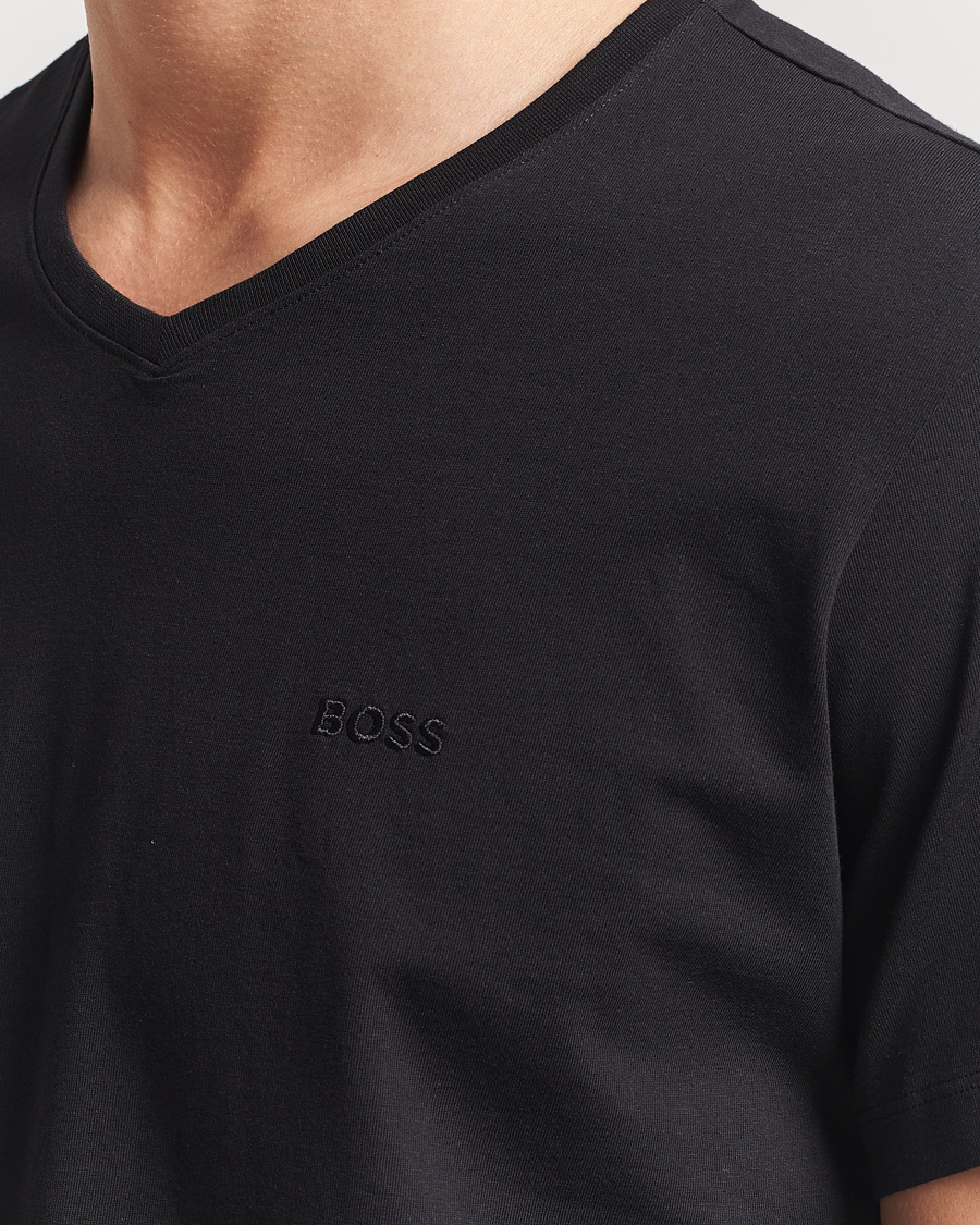 Herre | T-Shirts | BOSS BLACK | 2-Pack Relaxed Fit V-Neck T-Shirt Black