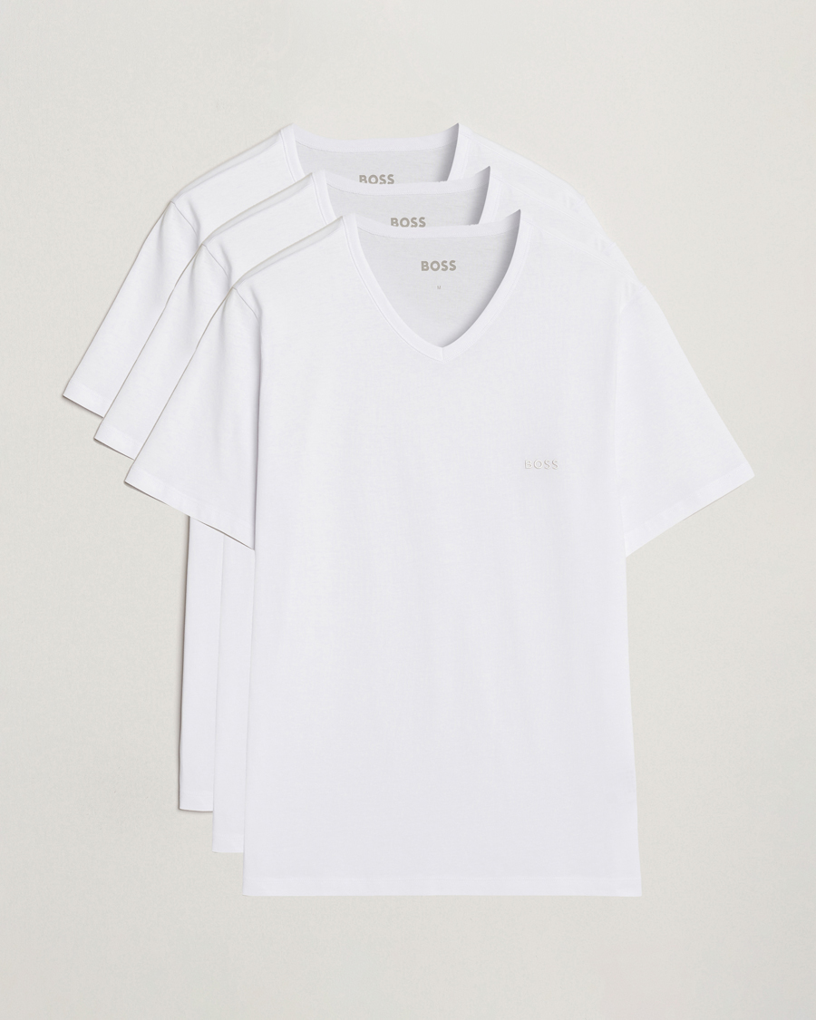 Herre | T-Shirts | BOSS BLACK | 3-Pack V-Neck T-Shirt White