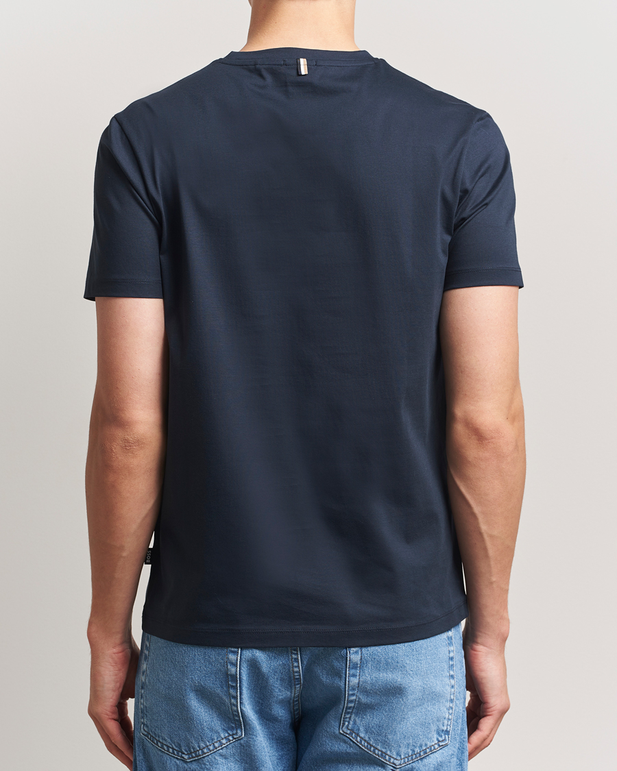 Herre | T-Shirts | BOSS BLACK | Tessler Mercerized Crew Neck T-Shirt Dark Blue