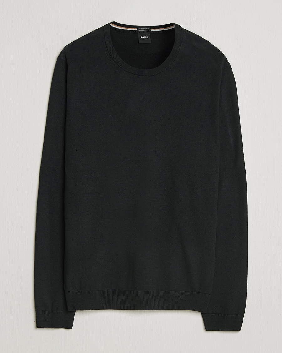 Herre | Trøjer | BOSS BLACK | Leno Wool Crew Neck Pullover Black