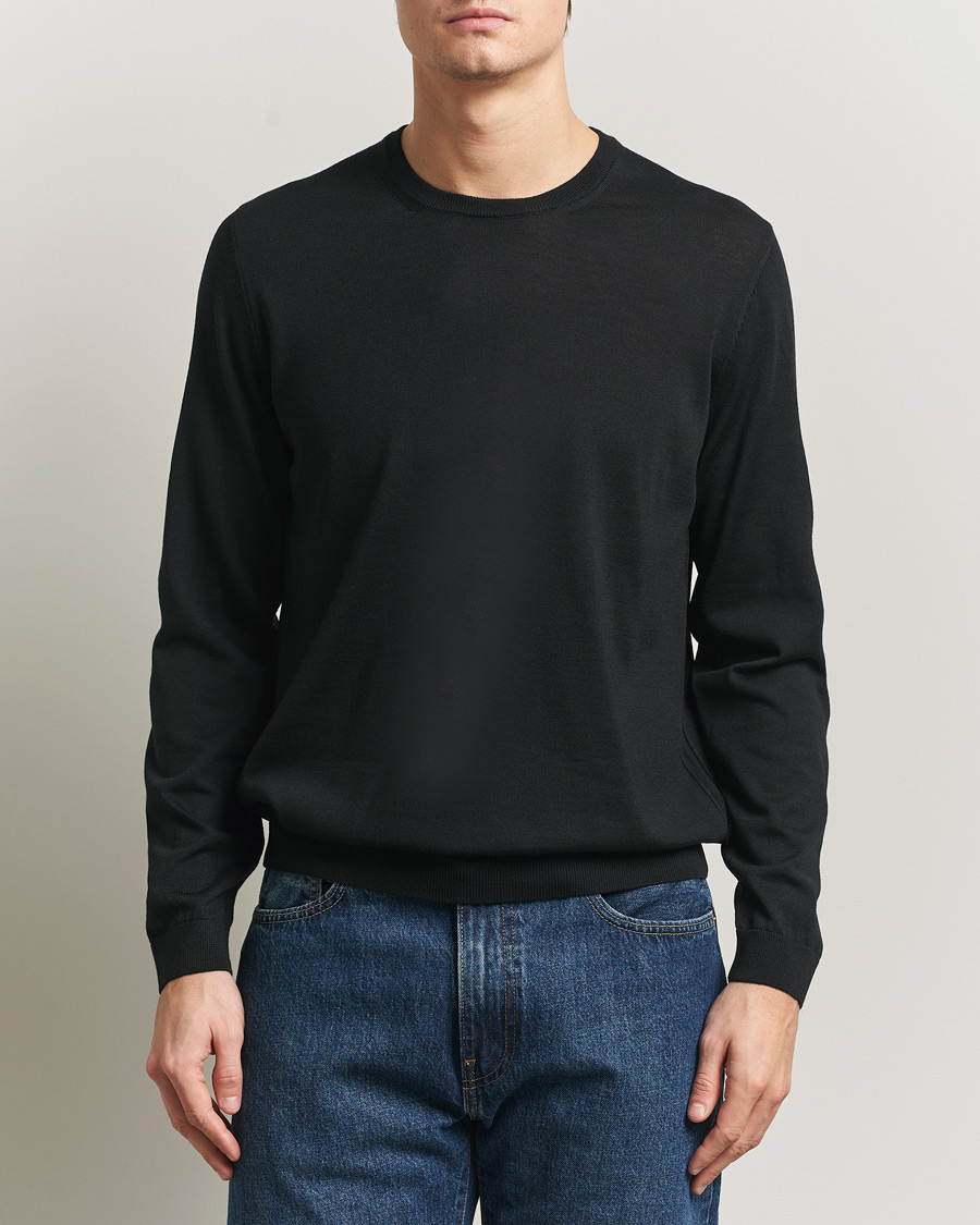 Herre | Trøjer | BOSS BLACK | Leno Wool Crew Neck Pullover Black