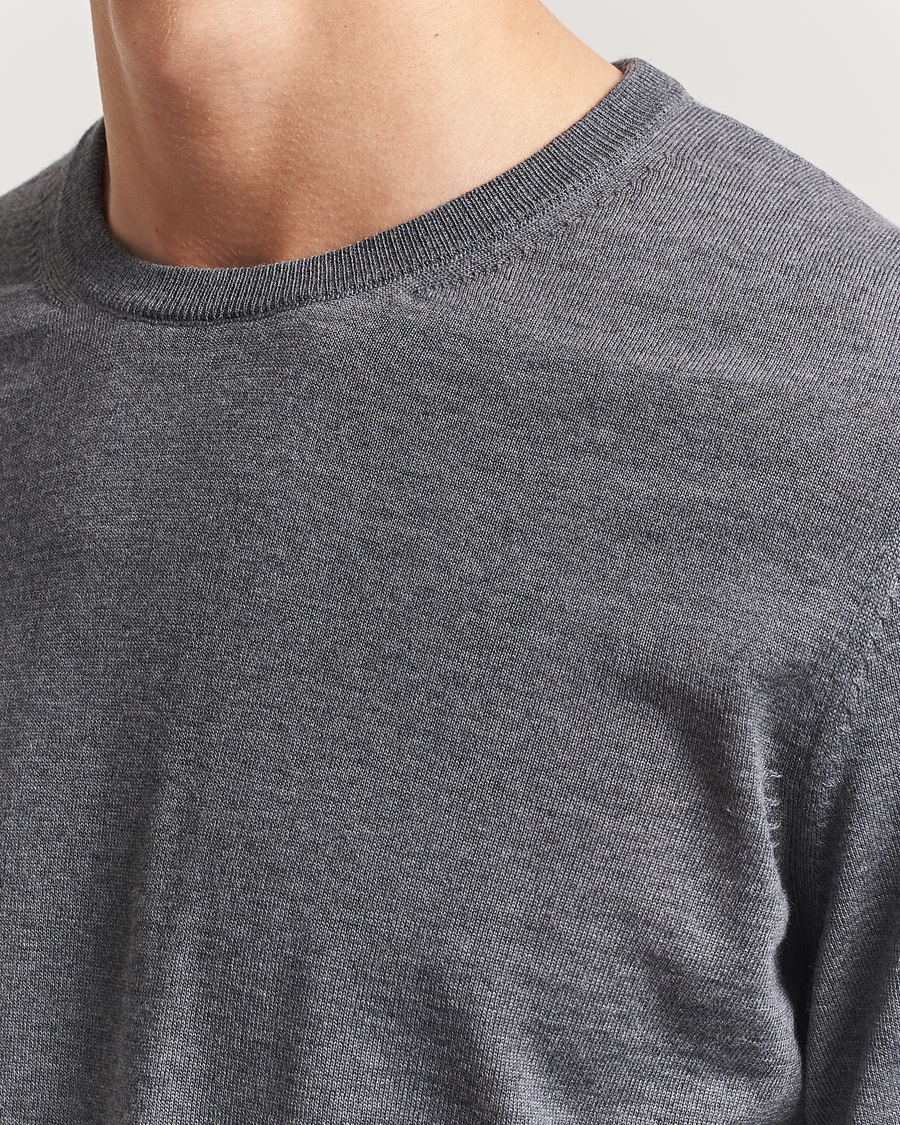 Herre | Trøjer | BOSS BLACK | Leno Wool Crew Neck Pullover Medium Grey