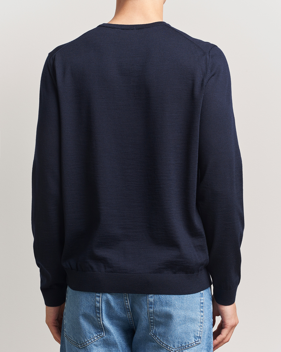 Herre | Trøjer | BOSS BLACK | Leno Wool Crew Neck Pullover Dark Blue