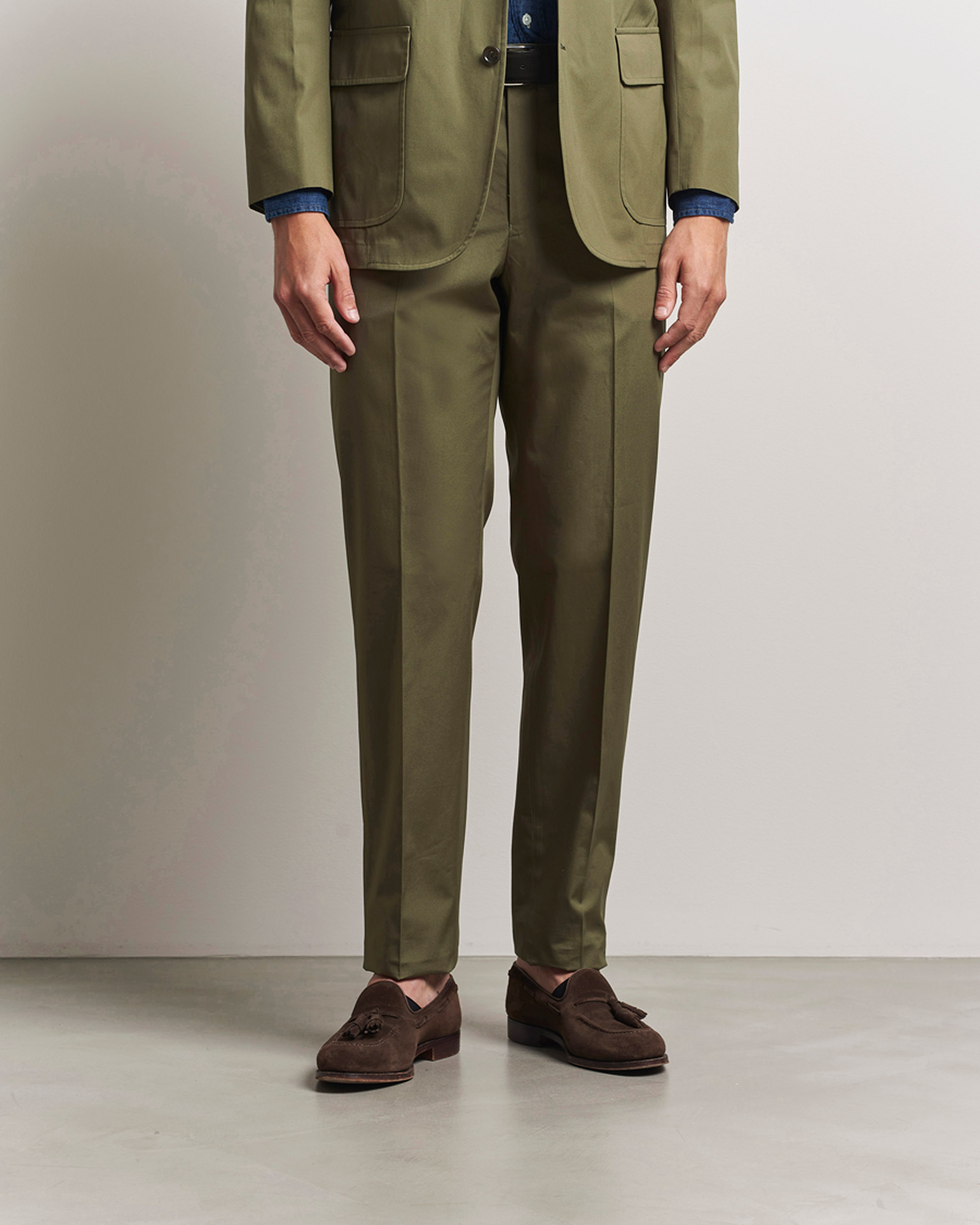 Herre | Bukser | Kamakura Shirts | Cotton Ivy Trousers Olive