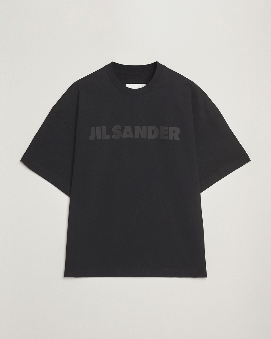 Herre | T-Shirts | Jil Sander | Round Collar Tonal Logo T-Shirt Black