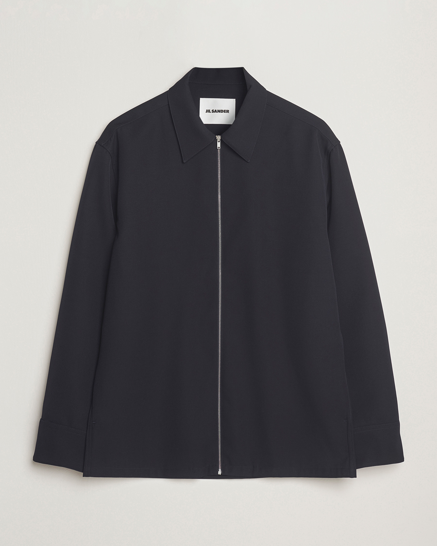 Herre | Skjorter | Jil Sander | Wool Zip Overshirt Navy