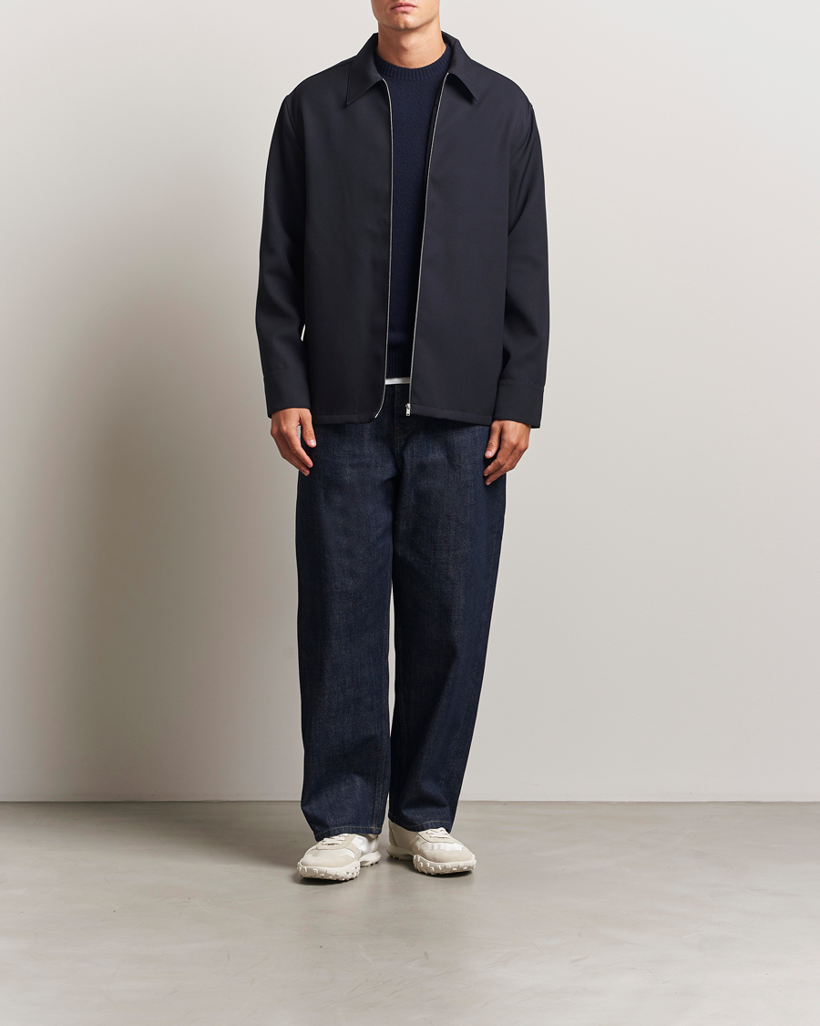 Herre | Skjorter | Jil Sander | Wool Zip Overshirt Navy
