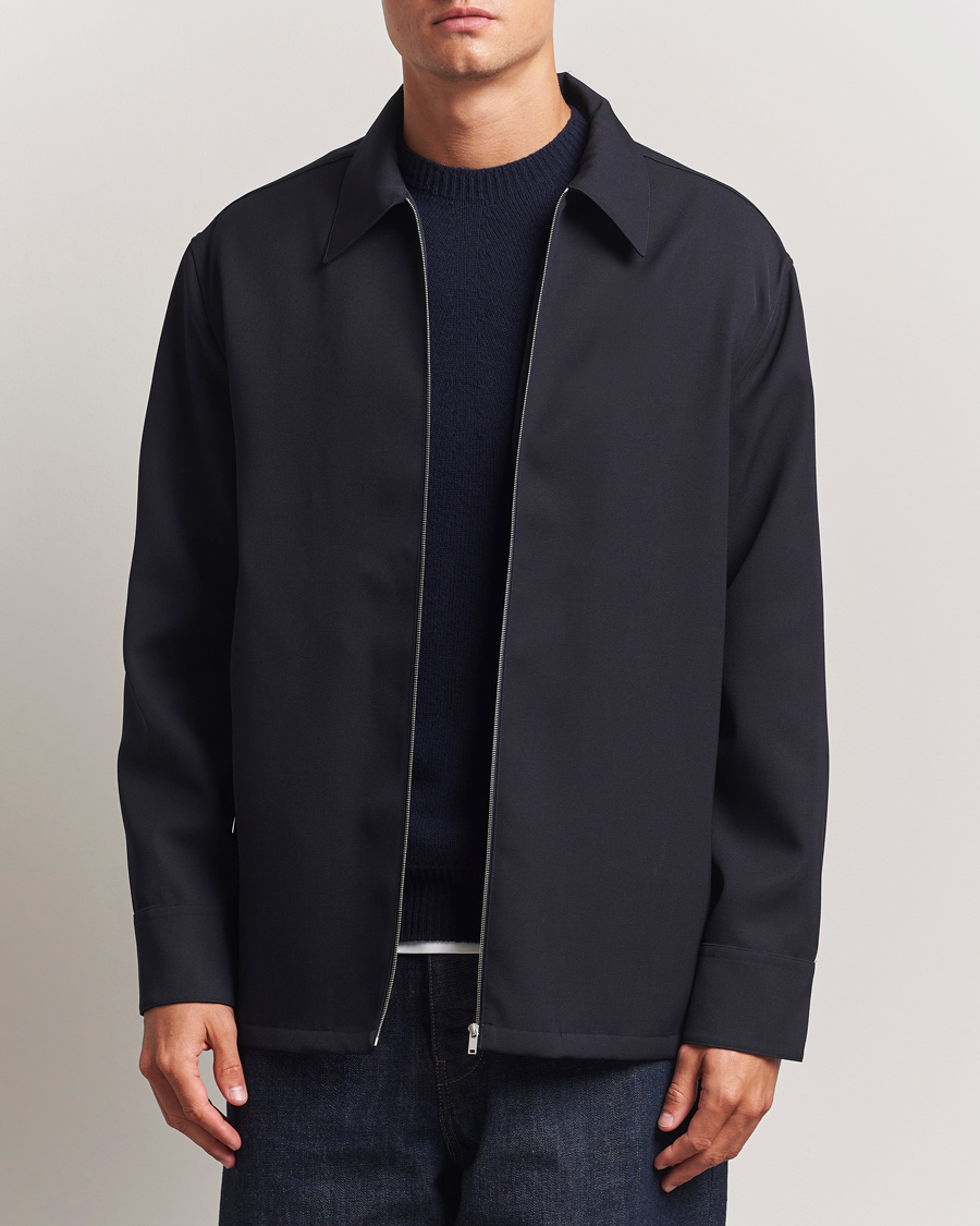 Herre | Skjorter | Jil Sander | Wool Zip Overshirt Navy