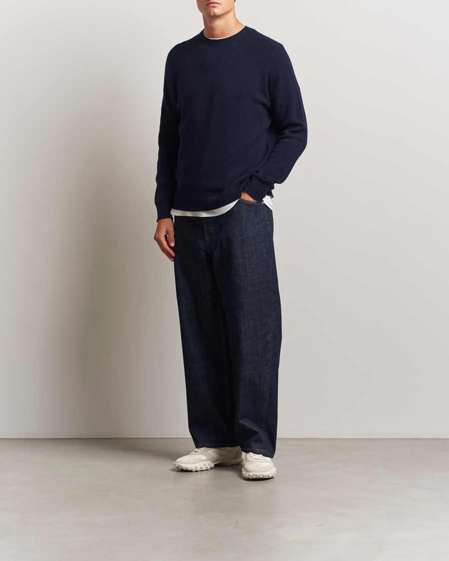 Herre | Trøjer | Jil Sander | Wool/Cashmere Round Neck Sweater Navy