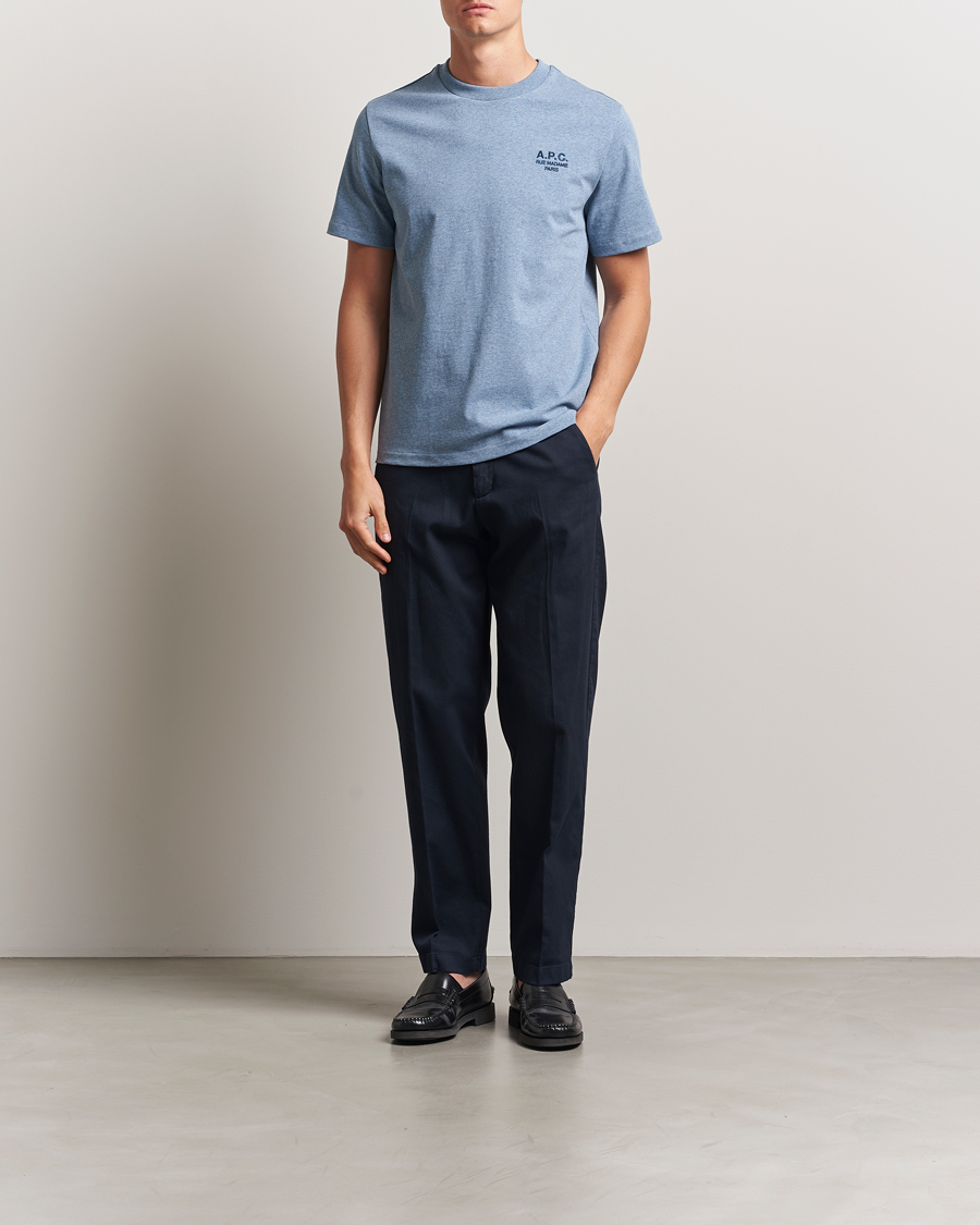 Herre | T-Shirts | A.P.C. | Rue Madame T-Shirt Blue Melange/Navy