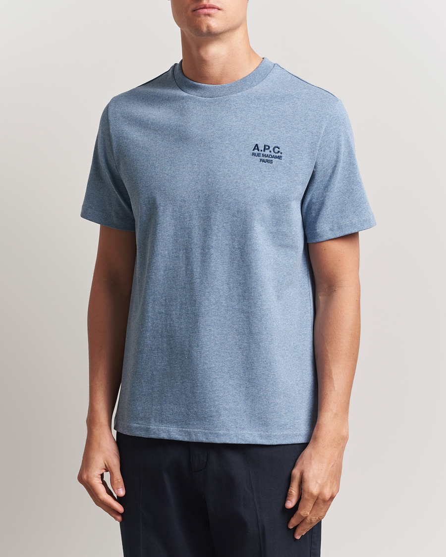 Herre | T-Shirts | A.P.C. | Rue Madame T-Shirt Blue Melange/Navy