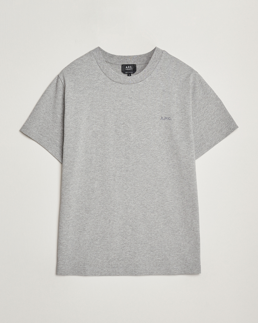 Herre | T-Shirts | A.P.C. | Embroidered APC T-Shirt Heather Grey