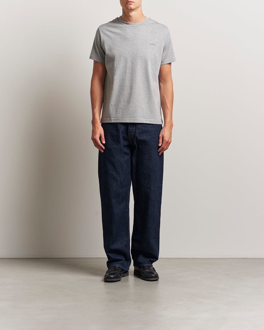 Herre | T-Shirts | A.P.C. | Embroidered APC T-Shirt Heather Grey