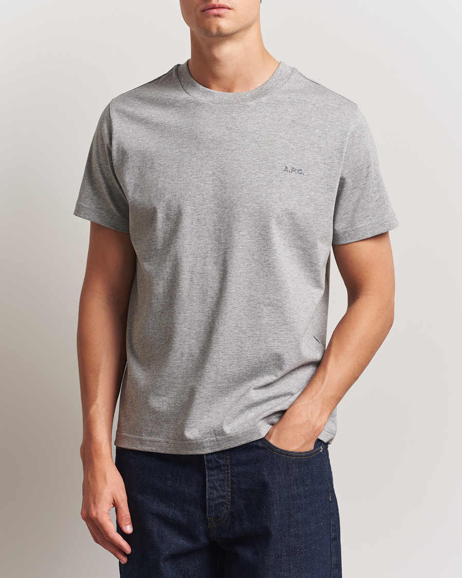 Herre | T-Shirts | A.P.C. | Embroidered APC T-Shirt Heather Grey