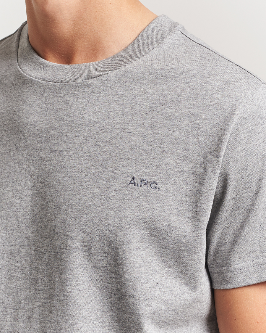 Herre | T-Shirts | A.P.C. | Embroidered APC T-Shirt Heather Grey