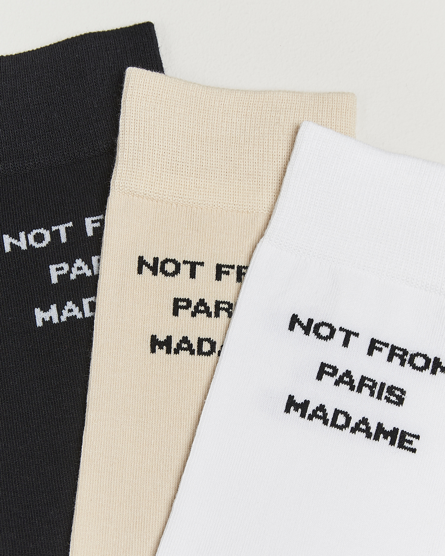 Herre | Undertøj | Drôle de Monsieur | 3-Pack Slogan Socks Black/White/Mastic