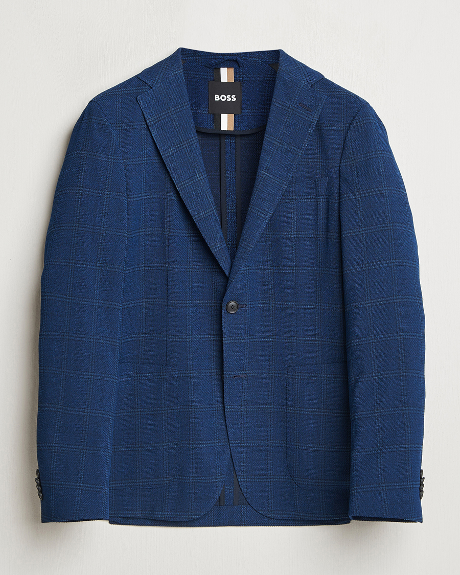 Herre | Blazere & jakker | BOSS BLACK | Hanry Wool Checked Blazer Dark Blue