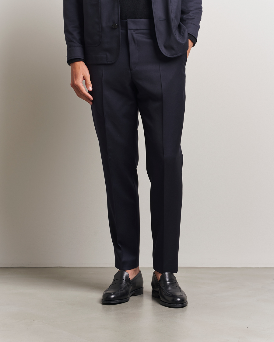 Herre | Bukser | BOSS BLACK | Perin Pleated Trousers Dark Blue