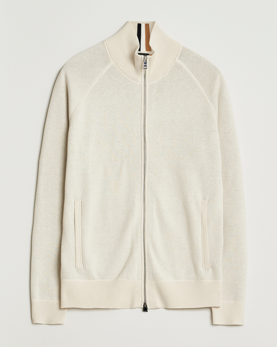 Herre | Trøjer | BOSS BLACK | Idino Knitted Full Zip Open White