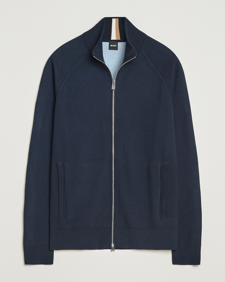 Herre | Trøjer | BOSS BLACK | Idino Knitted Full Zip Dark Blue