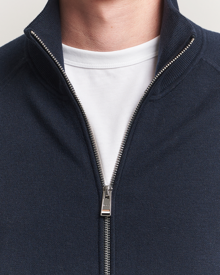 Herre | Trøjer | BOSS BLACK | Idino Knitted Full Zip Dark Blue