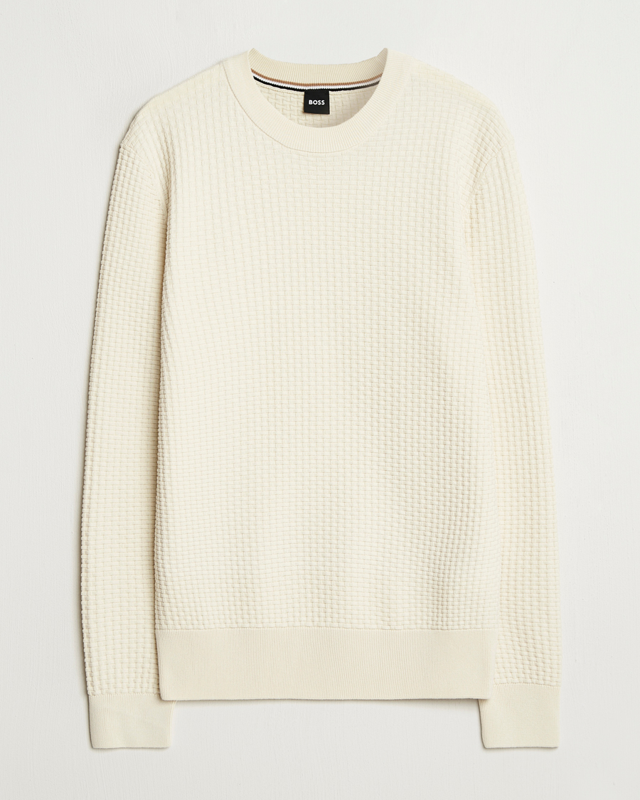 Herre | Trøjer | BOSS BLACK | Imberto Structured Knitted Sweater Open White