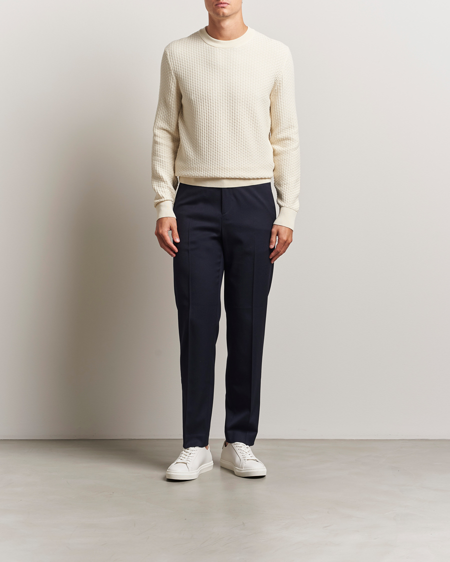 Herre | Trøjer | BOSS BLACK | Imberto Structured Knitted Sweater Open White