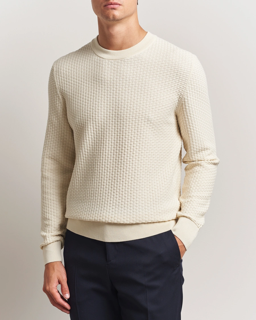 Herre | Trøjer | BOSS BLACK | Imberto Structured Knitted Sweater Open White