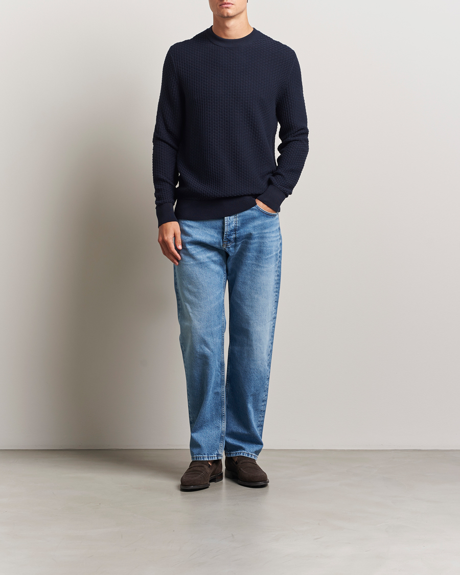 Herre | Trøjer | BOSS BLACK | Imberto Structured Knitted Sweater Dark Blue