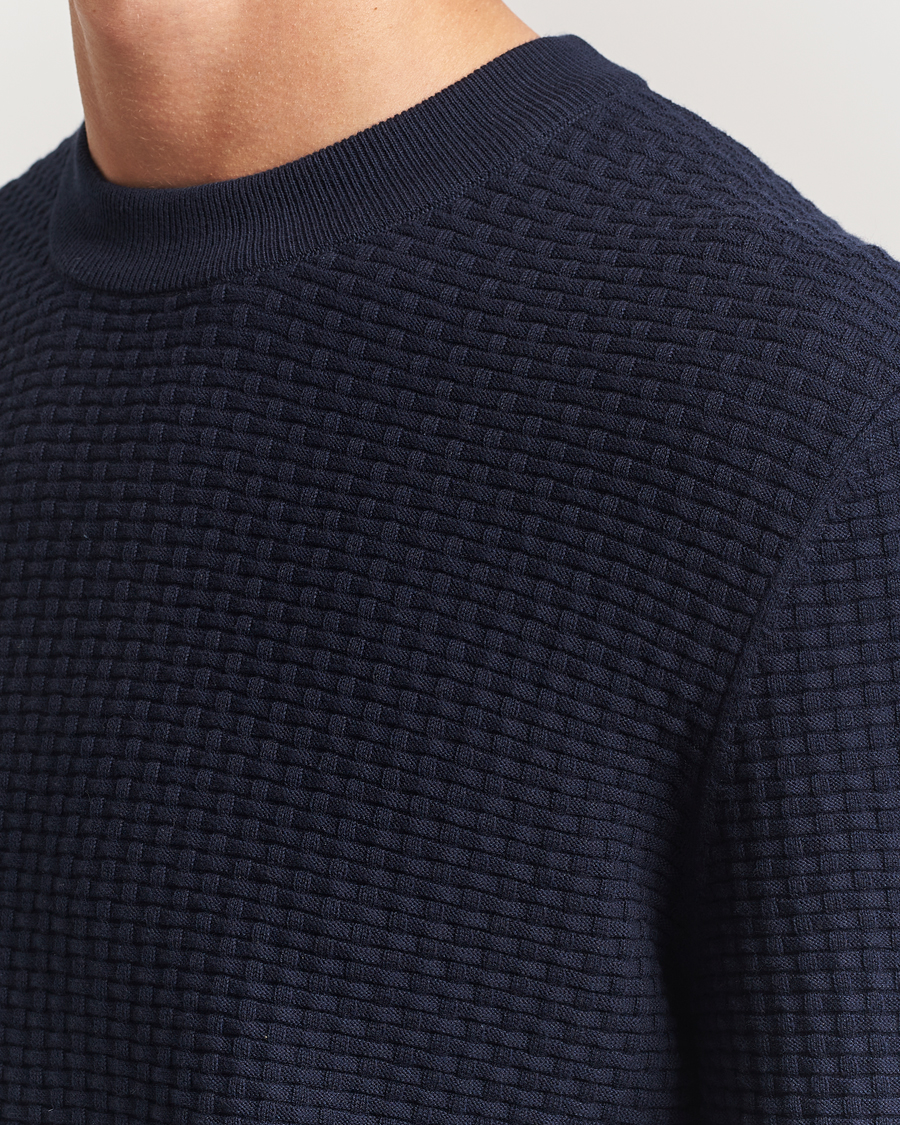 Herre | Trøjer | BOSS BLACK | Imberto Structured Knitted Sweater Dark Blue