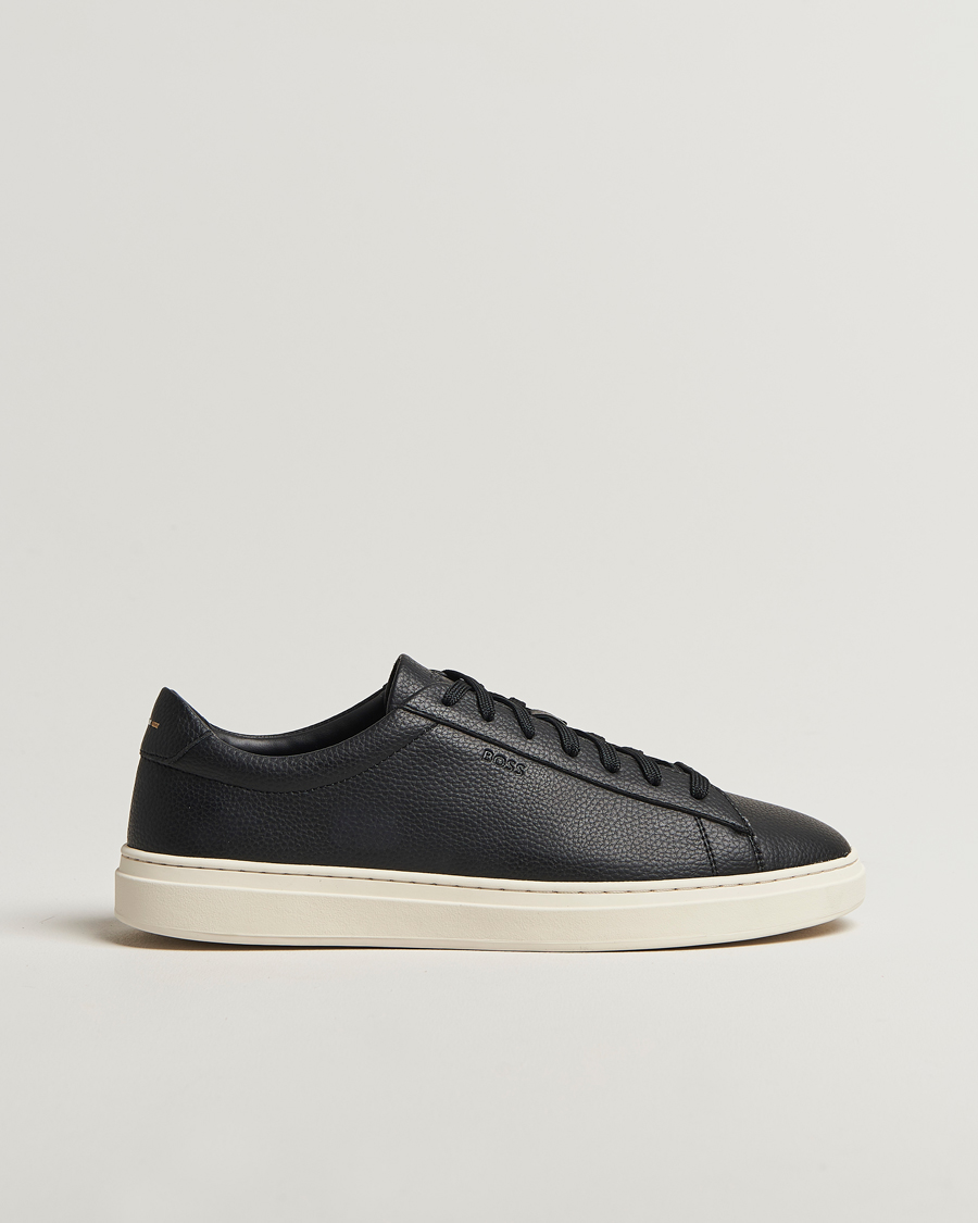 Herre | Sneakers | BOSS BLACK | Kieran Grained Leather Sneaker Black