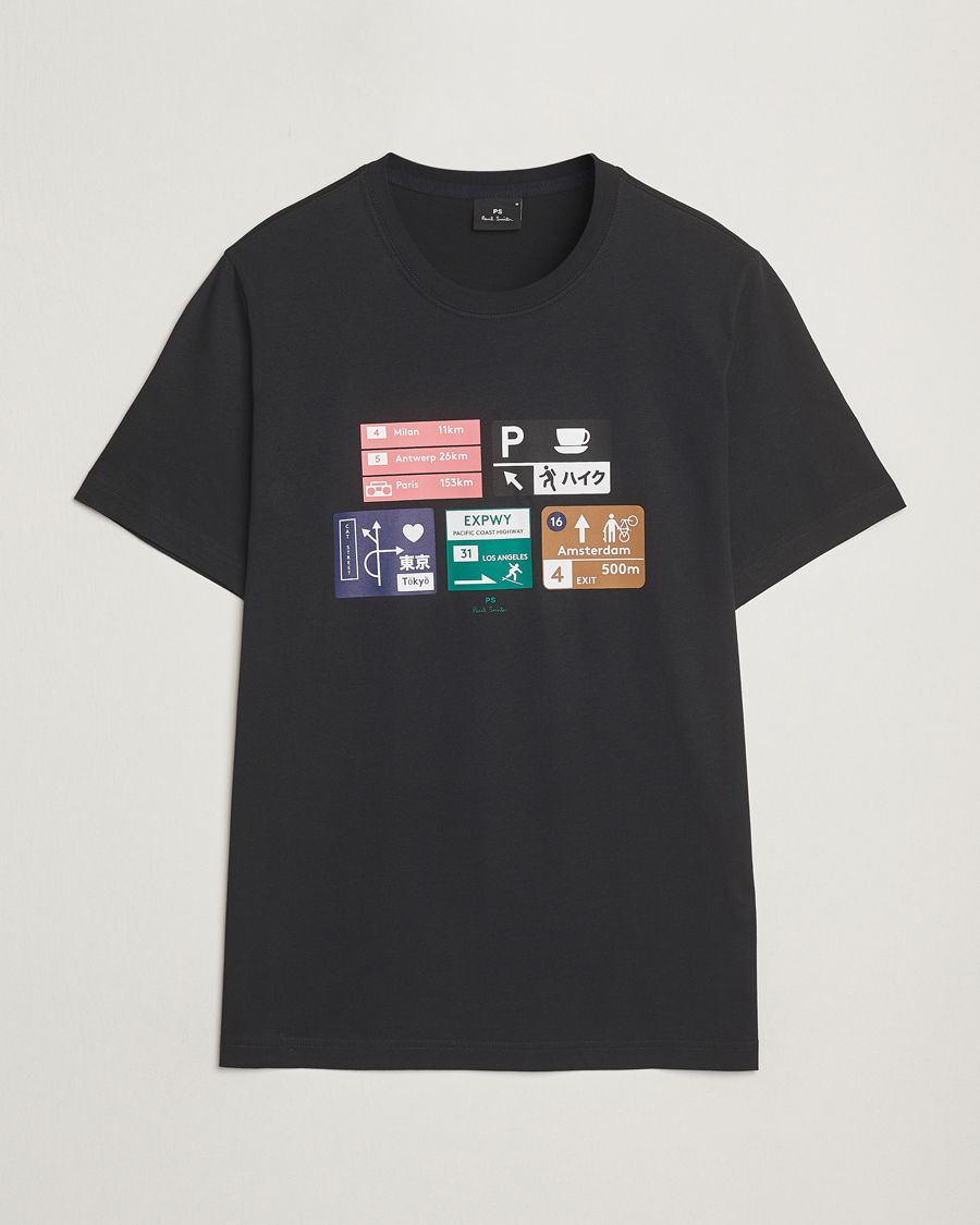 Herre | T-Shirts | PS Paul Smith | Road Signs Crew Neck T-Shirt Black
