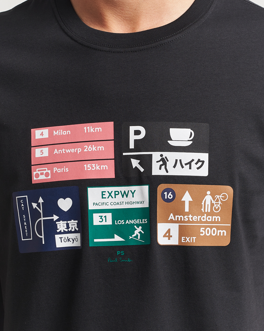 Herre | T-Shirts | PS Paul Smith | Road Signs Crew Neck T-Shirt Black