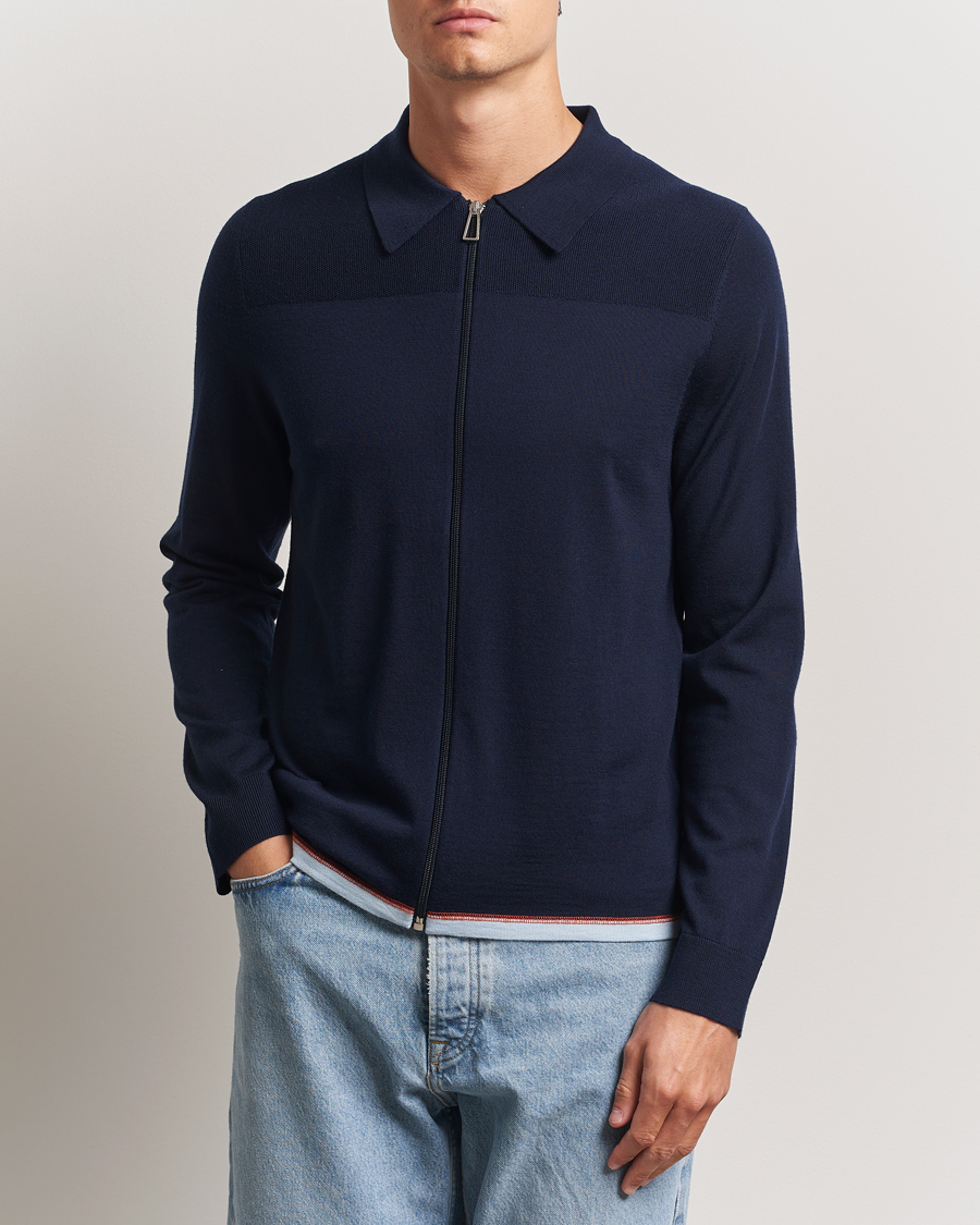 Herre | Trøjer | PS Paul Smith | Merino Knitted Full Zip Navy