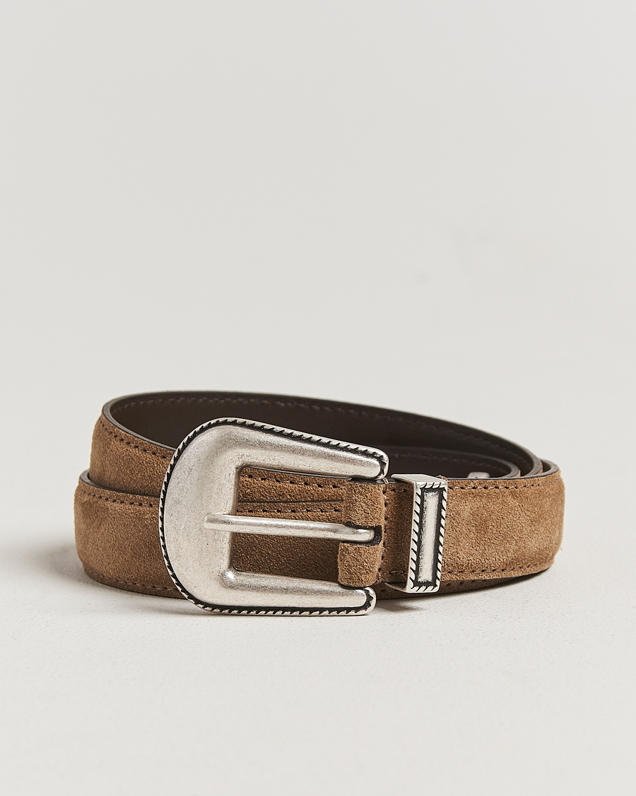 Herre | Bælter | Anderson's | Western Suede Belt 2,5 cm Taupe