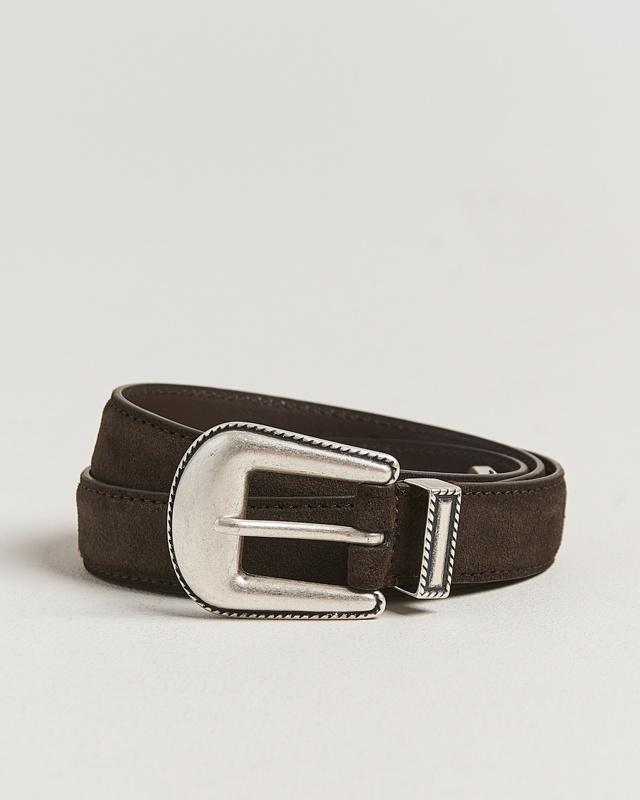 Herre | Bælter | Anderson's | Western Suede Belt 2,5 cm Dark Brown