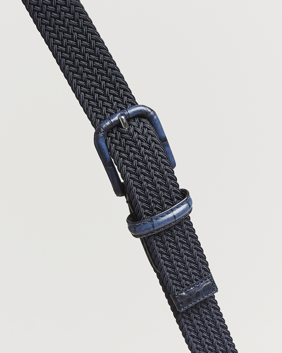 Herre | Bælter | Anderson's | Stretch Woven Leather Buckle 3 cm Belt Navy