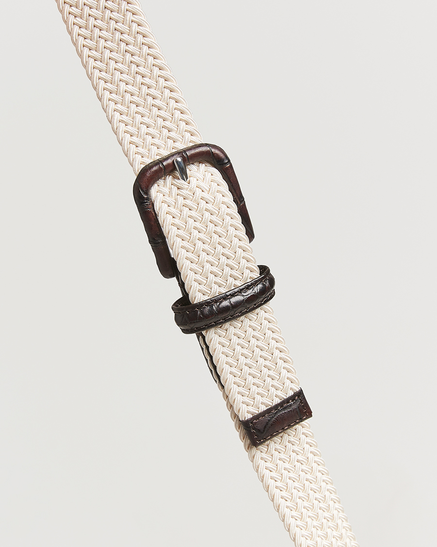 Herre | Bælter | Anderson's | Stretch Woven Leather Buckle 3 cm Belt Off White