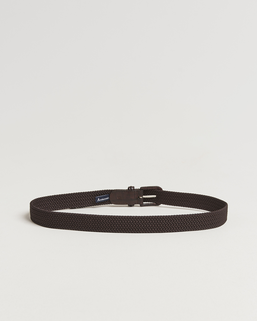Herre | Bælter | Anderson's | Stretch Woven Leather Buckle 3 cm Belt Brown
