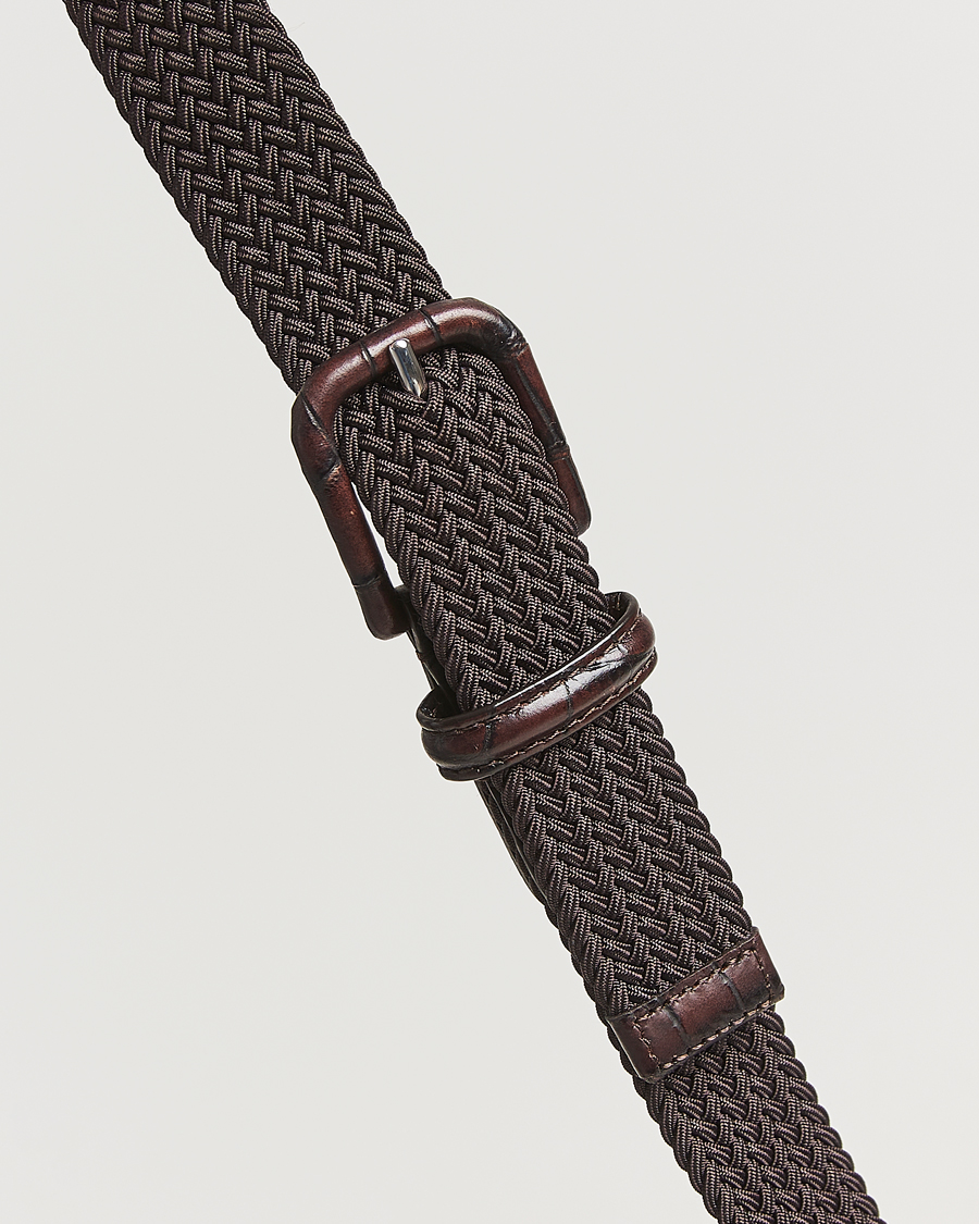Herre | Bælter | Anderson's | Stretch Woven Leather Buckle 3 cm Belt Brown