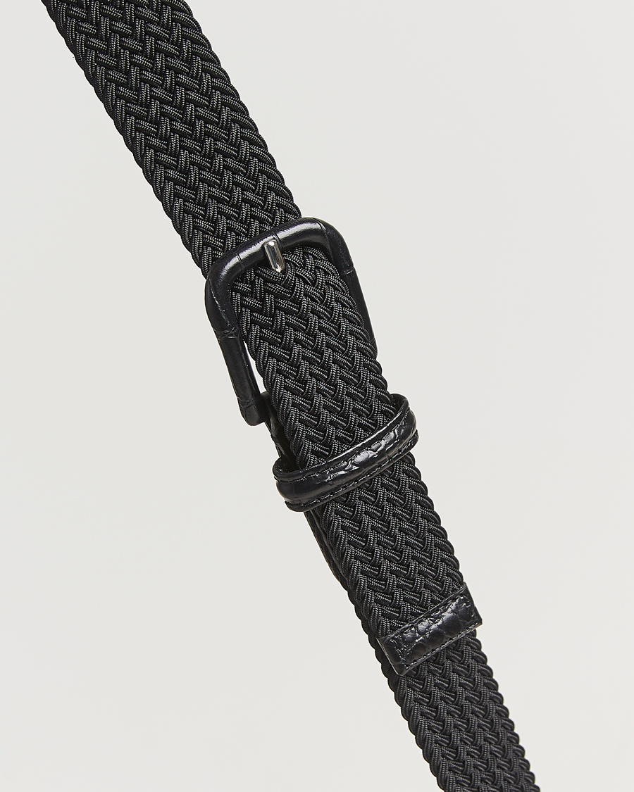 Herre | Bælter | Anderson's | Stretch Woven Leather Buckle 3 cm Belt Black