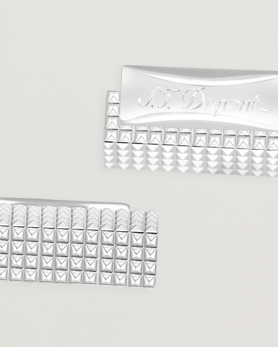 Herre | Manchetknapper | S.T. Dupont | Cufflink Rectangle Diamond Head Silver